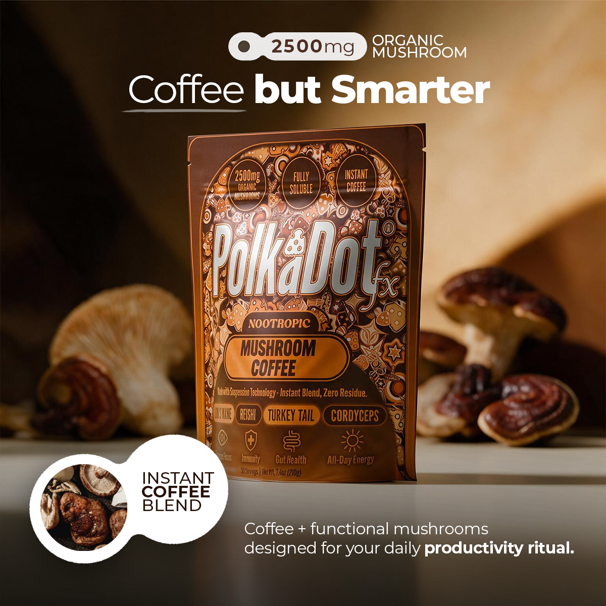 PolkaDotFx Adaptogenic Mushroom Coffee