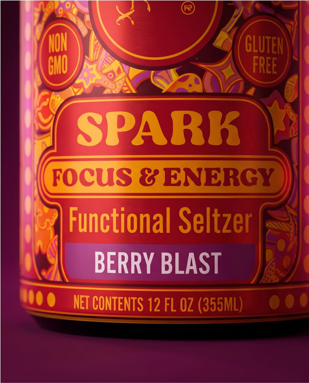 Spark Seltzer label close-up