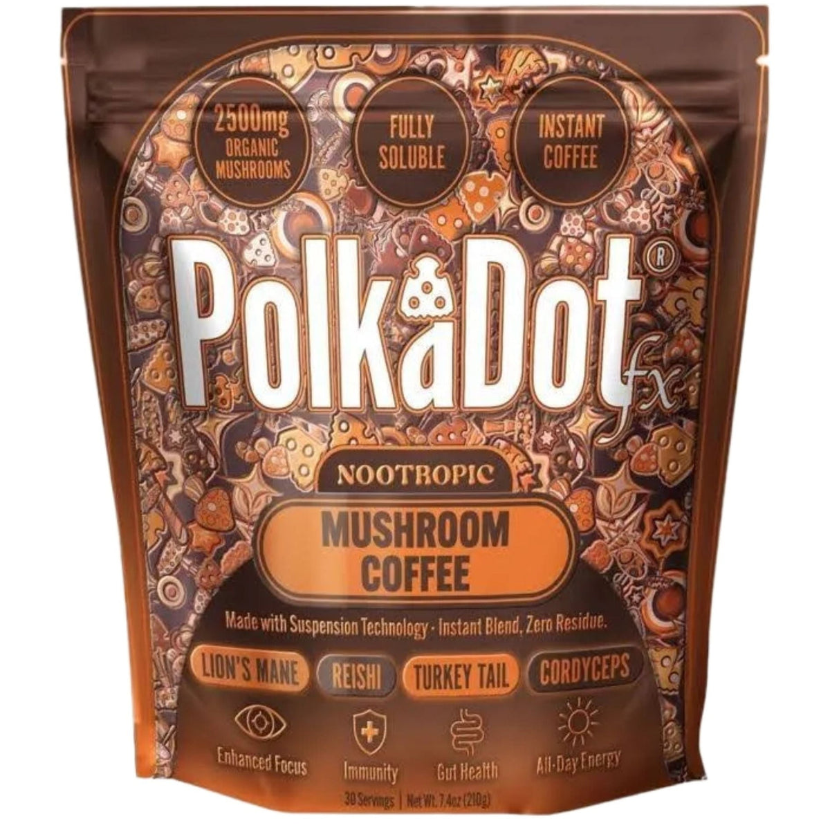 PolkaDotFx Adaptogenic Mushroom Coffee package