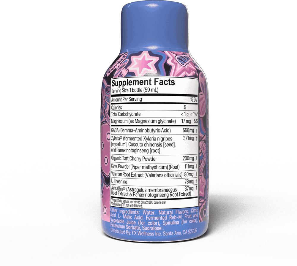 PolkaDotFx Dream Shot 2 fl oz bottle, Supplement Facts label render