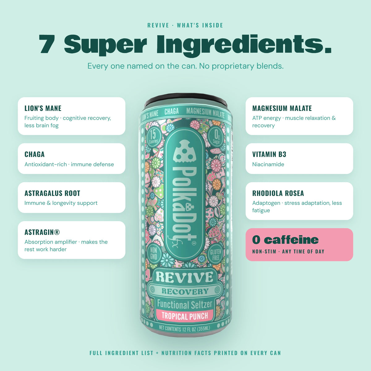 Revive seltzer: the seven ingredients named on the can